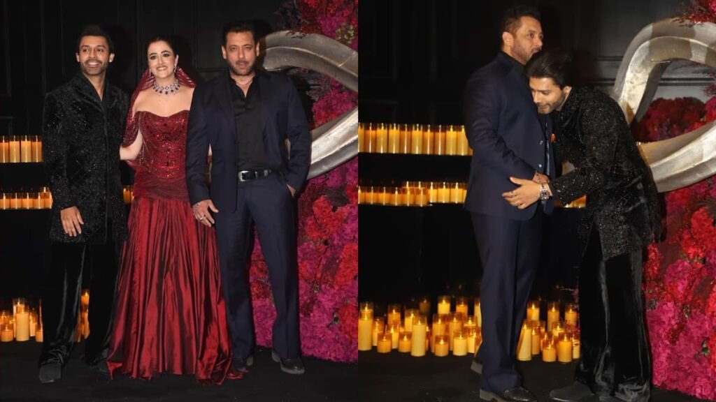 Salman Khan Joins Nupur Sanon-Stebin Ben Reception; Groom Bows Salman Khan Joins Nupur Sanon Stebin Ben Reception Groom Bows