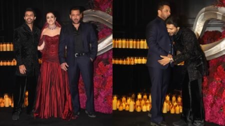 Salman Khan Joins Nupur Sanon Stebin Ben Reception Groom Bows