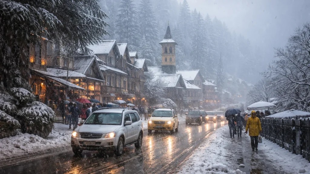 Heavy snowfall and rain in Himachal Pradesh under orange alert conditions