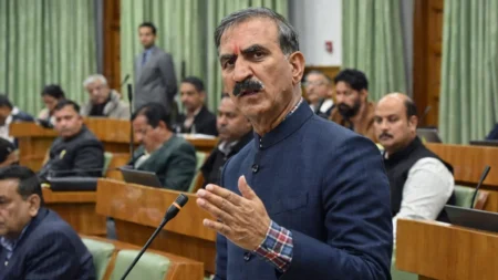 Chief Minister Sukhvinder Singh Sukhu presenting Himachal Budget 2026 in assembly focusing on farmers and apple growers