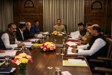 Chief Minister Sukhvinder Singh Sukhu chairs Himachal Pradesh cabinet meeting in Shimla discussing panchayat election roster and policy decisions