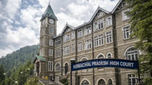 Himachal Pradesh High Court building in Shimla surrounded by hills