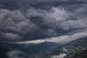 Dark storm clouds over Himachal Pradesh as IMD issues yellow alert for strong winds and hailstorm