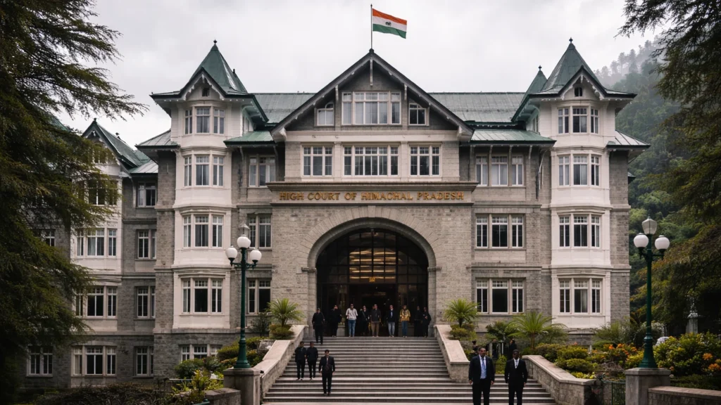 HP High Court Makes State Election Commission Party in Panchayat Reorganisation Case Himachal Pradesh High Court building in Shimla during hearing on panchayat reorganisation case