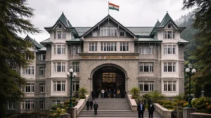 Himachal Pradesh High Court building in Shimla during hearing on panchayat reorganisation case