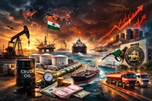 How India Is Preparing for a Possible Oil Shock Symbolic representation of India preparing for potential global oil price volatility and energy supply disruptions