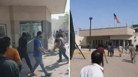 Eight Killed in Protest Near US Consulate in Pakistan Protesters moving toward the US consulate in Karachi, Pakistan, as security forces respond during a demonstration