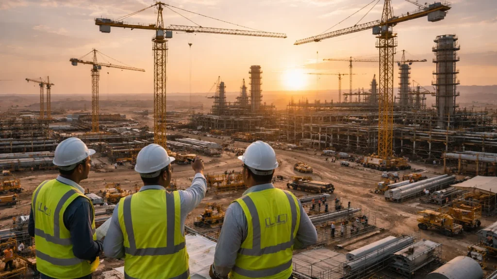 L&T construction site in Middle East operating during geopolitical tensions