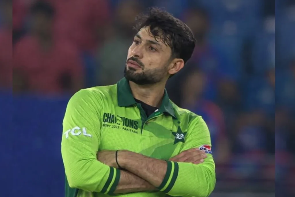 Pakistan leg-spinner Abrar Ahmed during a cricket match representing Pakistan in green jersey