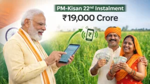 Prime Minister Narendra Modi releasing PM-Kisan 22nd instalment worth ₹19,000 crore for farmers