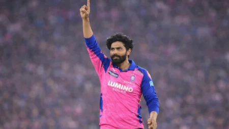 Ravindra Jadeja wearing Rajasthan Royals jersey during IPL training ahead of the 2026 season