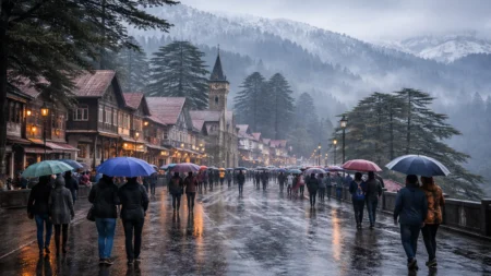 Rainy weather in Shimla amid orange alert as snowfall continues in higher reaches of Himachal Pradesh